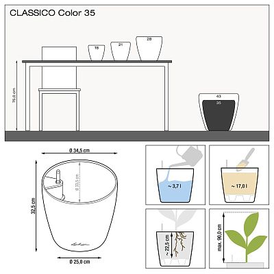 LECHUZA CLASSICO Color Round Poly Resin Self-watering Planter
