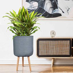 IDEALIST Lite Honeycomb Style Cylinder Planter on Legs, Round Pot Plant Stand Indoor