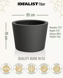 HALO Tapered Round Outdoor Fiberglass Planter