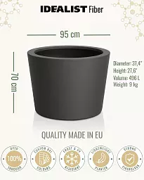 HALO Tapered Round Outdoor Fiberglass Planter