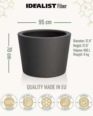 HALO Tapered Round Outdoor Fiberglass Planter