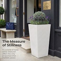 Set of IDEALIST Lite Light Concrete Garden Tall Planters, Outdoor Plant Pots with Tapered Shape