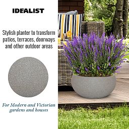 IDEALIST Lite Textured Concrete Effect Bowl Outdoor Planter