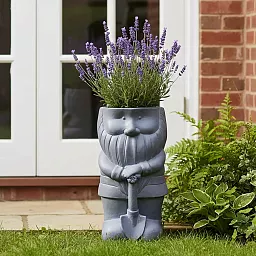 IDEALIST Lite Gnome with a Shovel Oval Plant Pot Outdoor