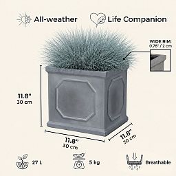 IDEALIST Lite Faux Lead Chelsea Box Square Light Concrete Planter