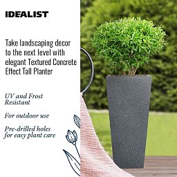 IDEALIST Lite Textured Concrete Effect Tall Tapered Outdoor Planter