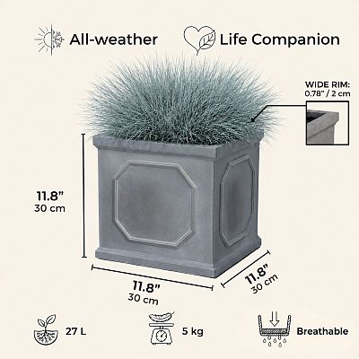 IDEALIST Lite Faux Lead Chelsea Box Square Light Concrete Planter