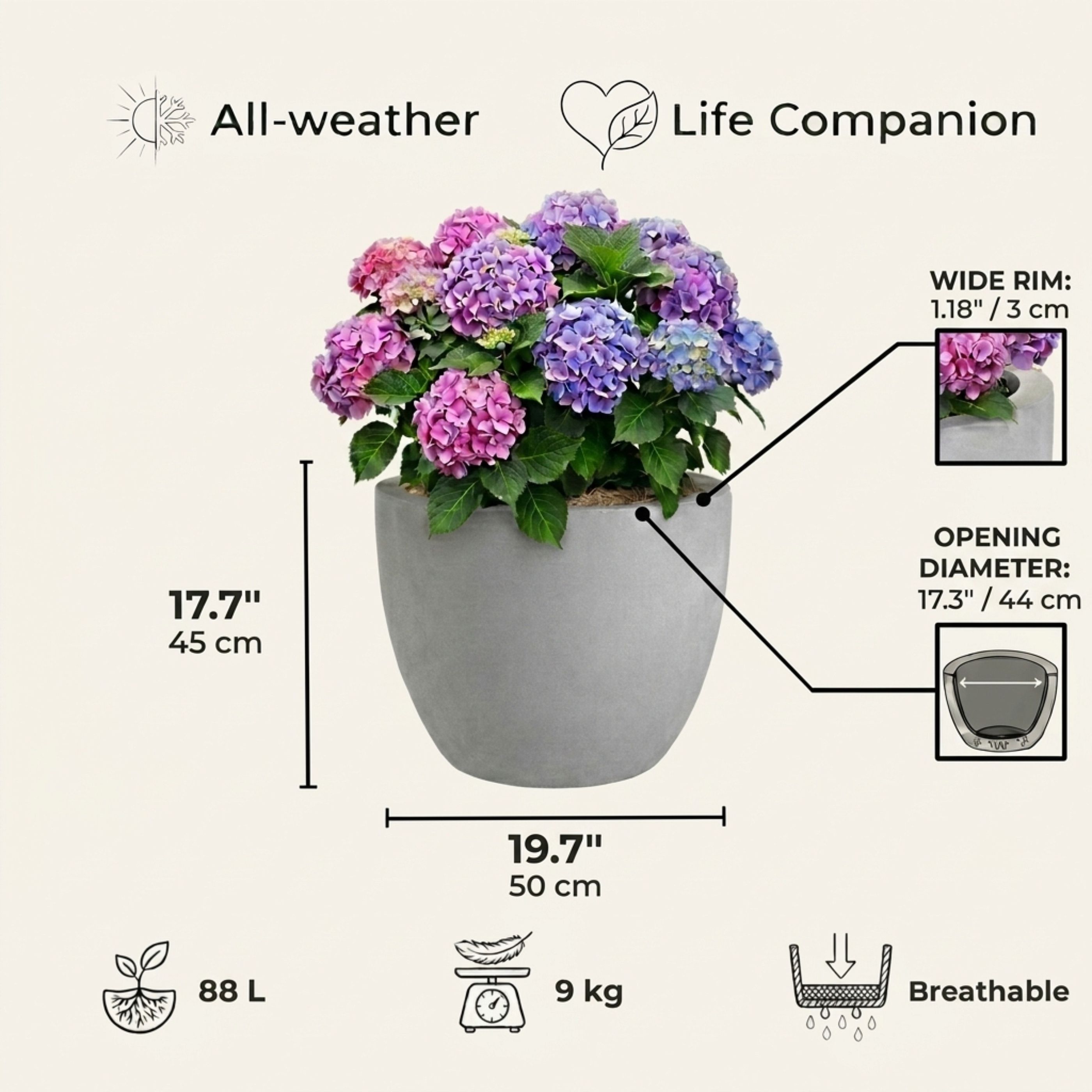 IDEALIST Lite Contemporary Light Concrete Egg Planter