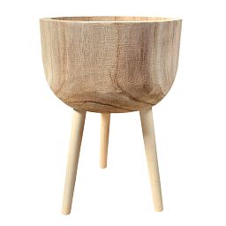 HORTICO GAIA Wooden House Planter with Legs, Tall Indoor Plant Pot Stand with Waterproof Liner