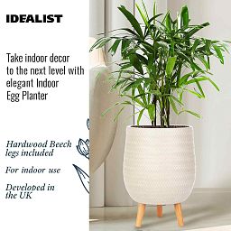 IDEALIST Lite Plaited Style Egg Planter on Legs, Round Pot Plant Stand Indoor