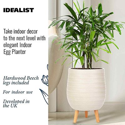 IDEALIST Lite Plaited Style Egg Planter on Legs, Round Pot Plant Stand Indoor