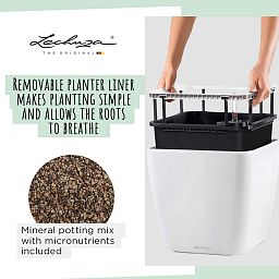 LECHUZA Quadro LS Square Poly Resin Self-watering Planter