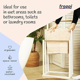 Froppi Bamboo Free Standing Towel Rack, Wooden Towel Holder and Ladder with 3 Bars