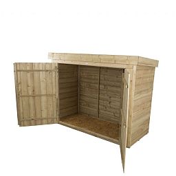 Installed Outdoor Pressure Treated Wooden Overlap Pent Outdoor Store by Forest Garden