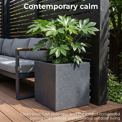 IDEALIST Lite Textured Concrete Effect Square Outdoor Planter