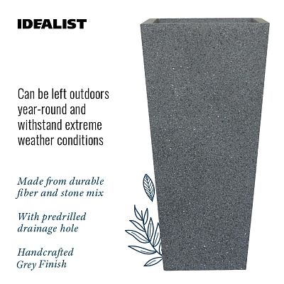 IDEALIST Lite Textured Concrete Effect Tall Tapered Outdoor Planter