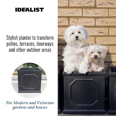 IDEALIST Lite Faux Lead Chelsea Box Square Light Concrete Planter