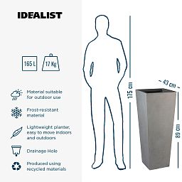 IDEALIST Lite Tall Tapered Contemporary Light Concrete Planter