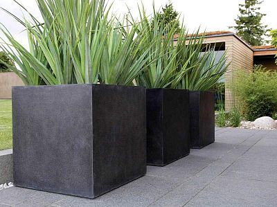 Square Fiberstone Contemporary Planter by Cadix Capi Lux