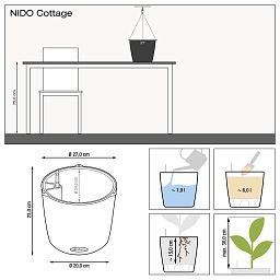 LECHUZA NIDO Cottage Round Poly Resin Outdoor Self-watering Planter