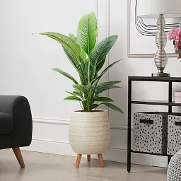 IDEALIST Lite Plaited Style Egg Planter on Legs, Round Pot Plant Stand Indoor