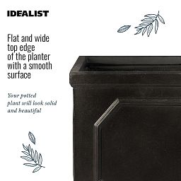 IDEALIST Lite Faux Lead Chelsea Box Square Light Concrete Planter