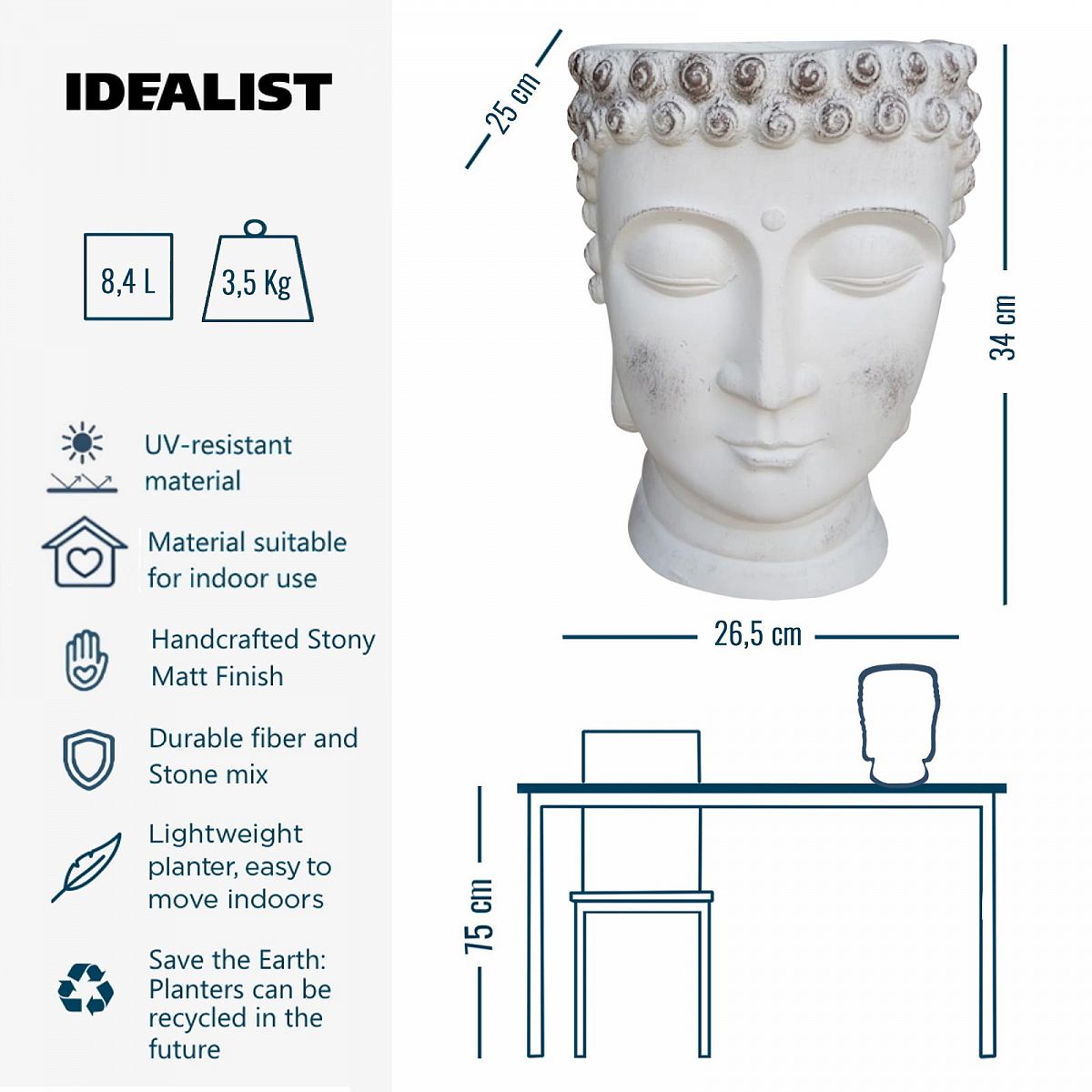 Buddha Oval Face Plant Pot Indoor by Idealist Lite