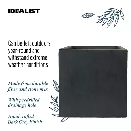 IDEALIST Lite Square Box Contemporary Light Concrete Planter