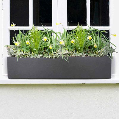 IDEALIST Lite Window Box Light Concrete Planter Set