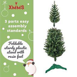 XMMS Edinburgh Artificial Slim Christmas Tree with Tree Skirt & Cotton Gloves Pine Green Needles