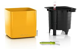 LECHUZA CUBE Glossy Square Poly Resin Indoor Self-watering Planter