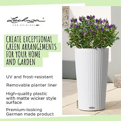 LECHUZA CILINDRO Cottage Round Tall Poly Resin Self-watering Planter