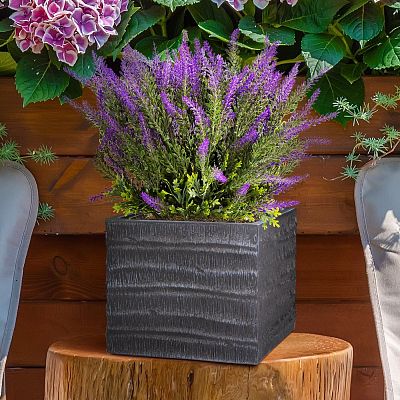 IDEALIST Lite Straw Ribbed Square Outdoor Planter