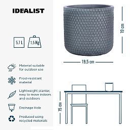 IDEALIST Lite Honeycomb Style Cylinder Round Outdoor Planter