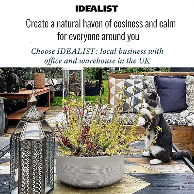 IDEALIST Lite Ribbed Light Concrete Bowl Planter