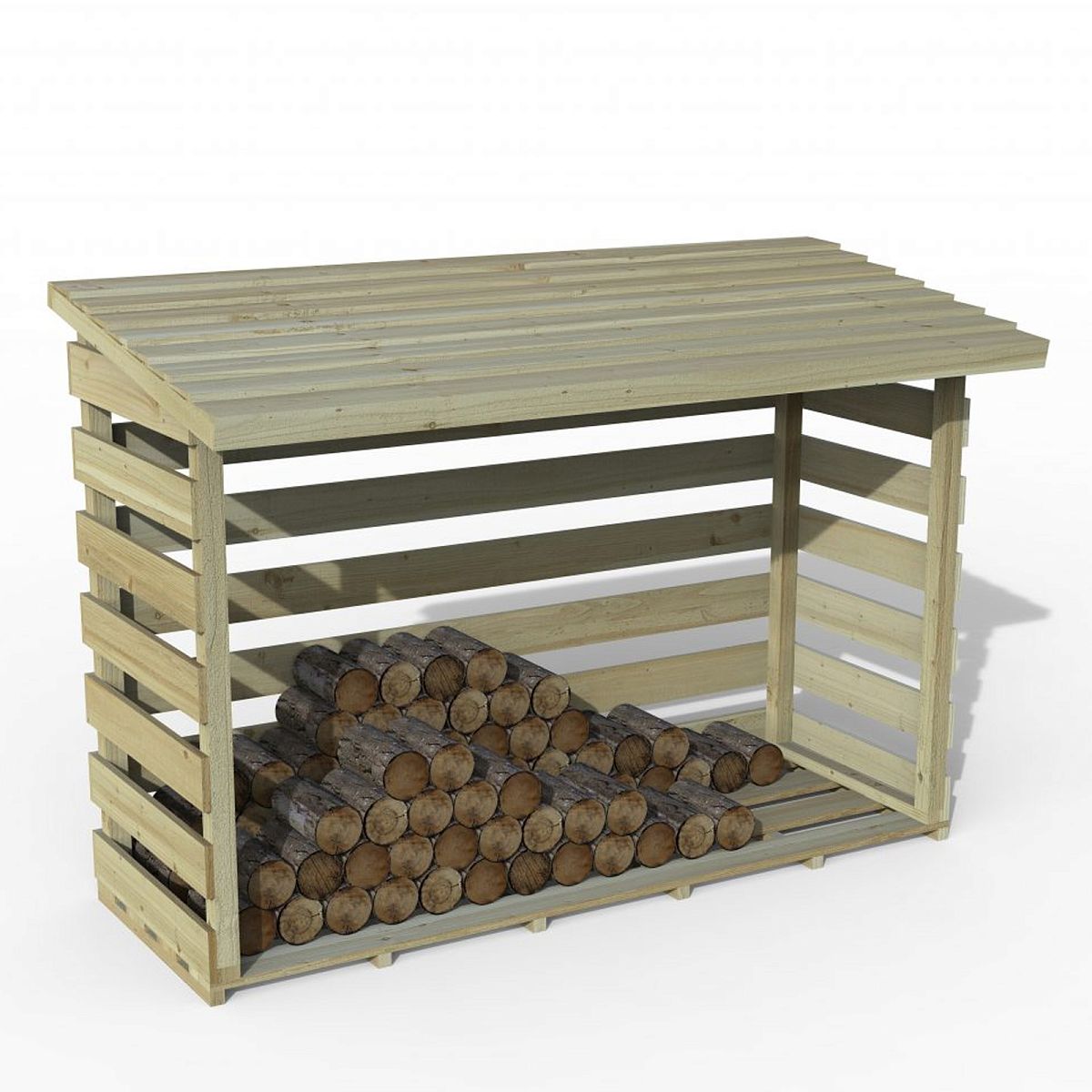 Outdoor Wooden Pent Log Store by Forest Garden