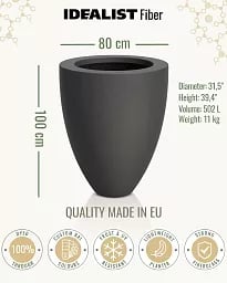 INTRO Tall Round Outdoor Fibreglass Planter