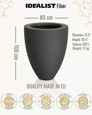 INTRO Tall Round Outdoor Fibreglass Planter