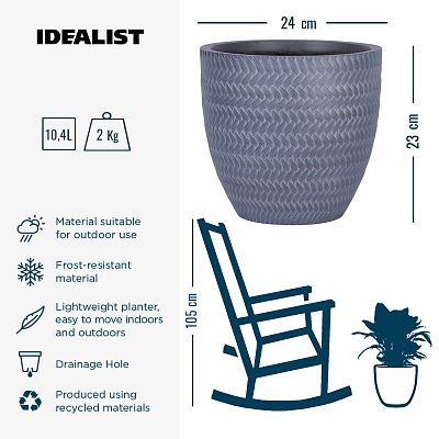 IDEALIST Lite Plaited Style Round Planter Outdoor Plant Pot