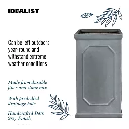 IDEALIST Lite Faux Lead Chelsea Light Concrete Tall Square Planter