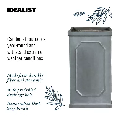 IDEALIST Lite Faux Lead Chelsea Light Concrete Tall Square Planter