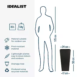 IDEALIST Lite Tall Tapered Contemporary Light Concrete Planter