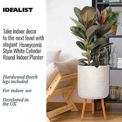 IDEALIST Lite Honeycomb Style Cylinder Planter on Legs, Round Pot Plant Stand Indoor