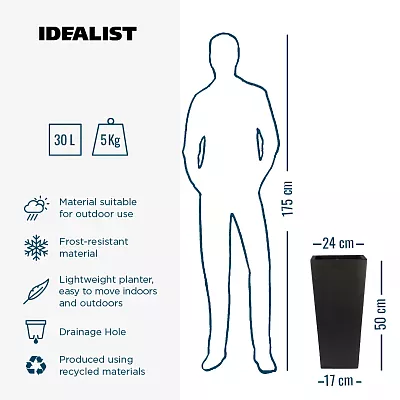 IDEALIST Lite Tall Tapered Contemporary Light Concrete Planter