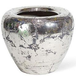 Luxury Ancient Chrome Bowl Polystone Indoor Planter