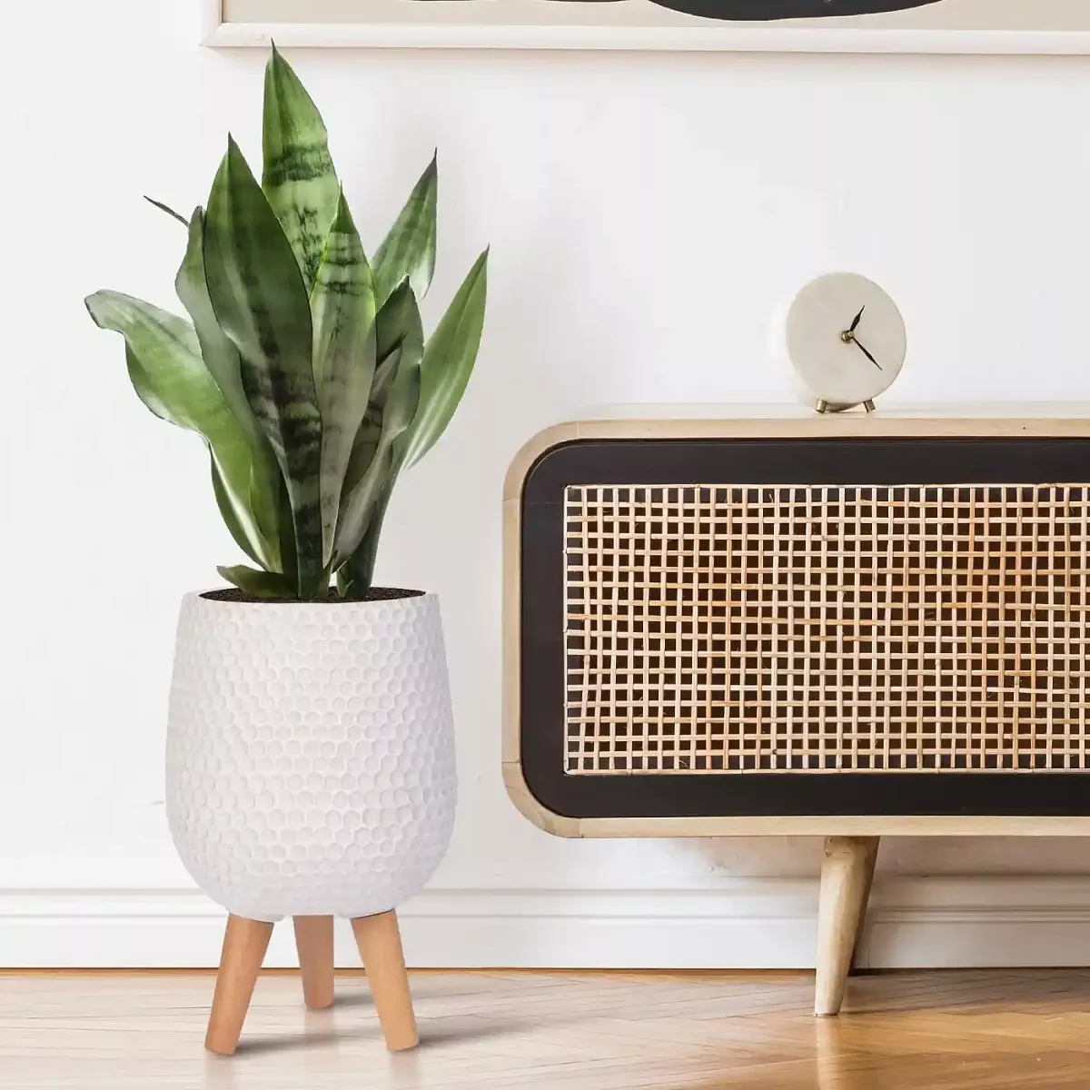 IDEALIST Lite Honeycomb Style Egg Planter on Legs, Round Pot Plant Stand Indoor