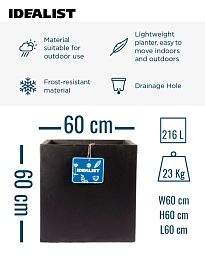 IDEALIST Lite Square Box Contemporary Light Concrete Planter