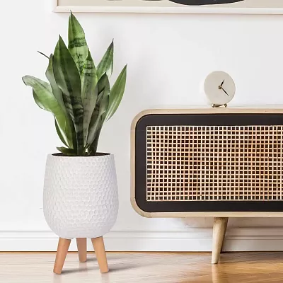 IDEALIST Lite Honeycomb Style Egg Planter on Legs, Round Pot Plant Stand Indoor