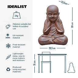 IDEALIST Lite Sitting Baby Monk Rusty Indoor and Outdoor Statue L29.5 W23.5 H39 cm