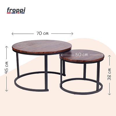 Froppi Round Coffee Tables for Living Room: Set of 2 Nesting Coffee Tables, MDF